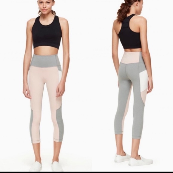 Kate Spade Pink Grey and White Color Block Cropped Leggings - Picture 1 of 10